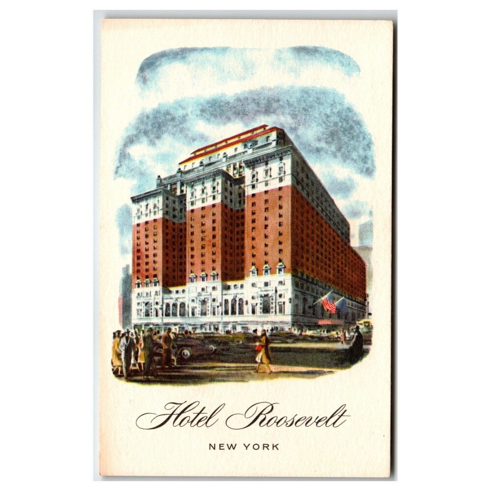 Vintage Hotel Roosevelt NYC Postcard - Manhattan 45th Street Grand Central